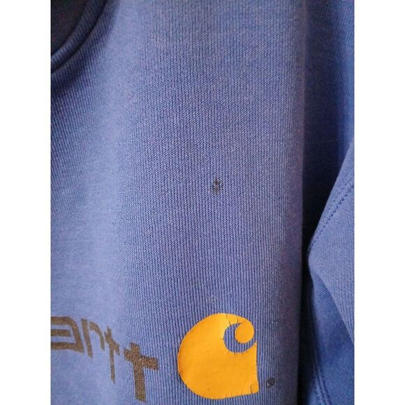 Carhartt Pullover Men's 2X Hoodie Original Fit Graphic Logo Fleece Lined Blue - Picture 3 of 5